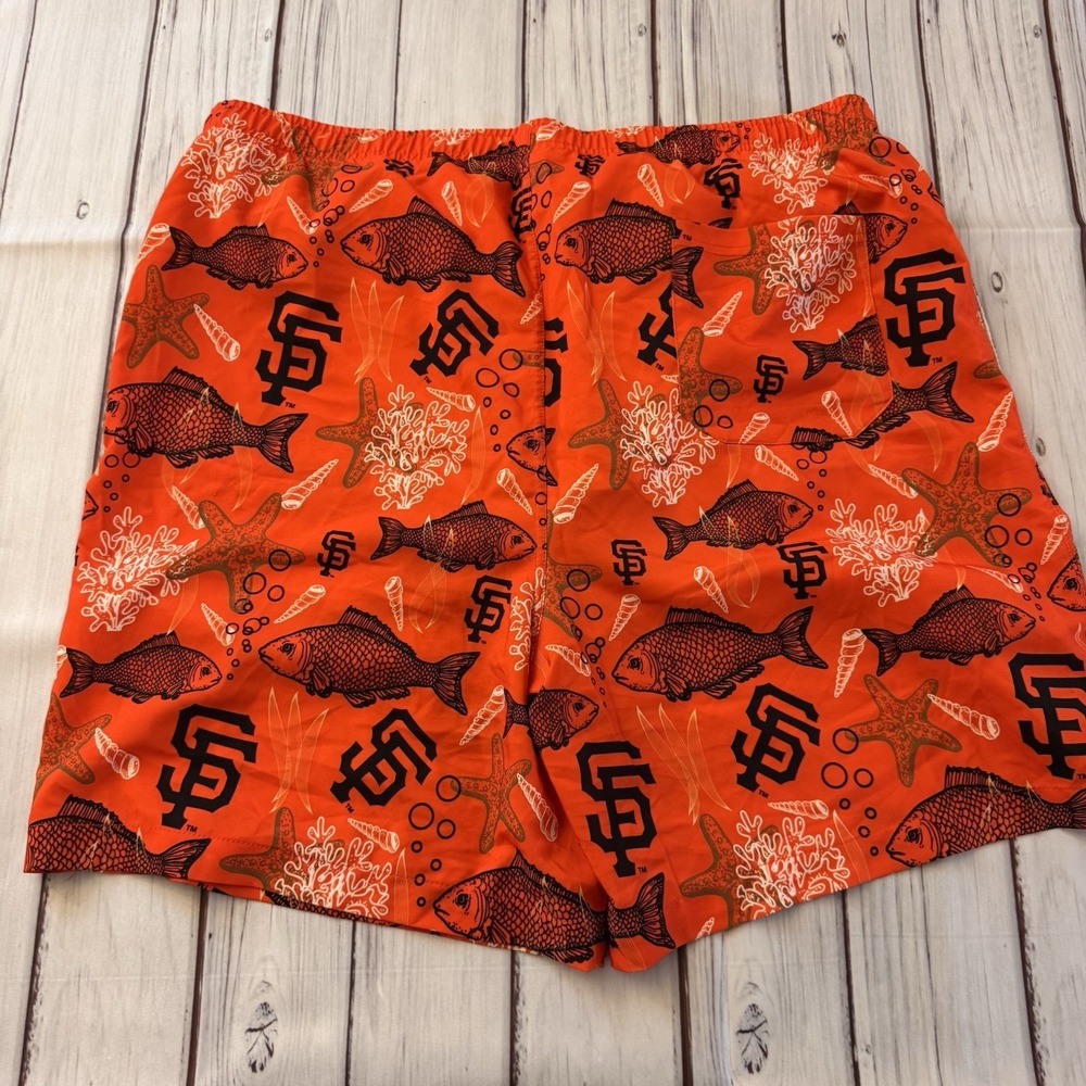 San Francisco Giants Board Shorts Men's Lined Size 2XL Orange Fish Tropical - Picture 6 of 6